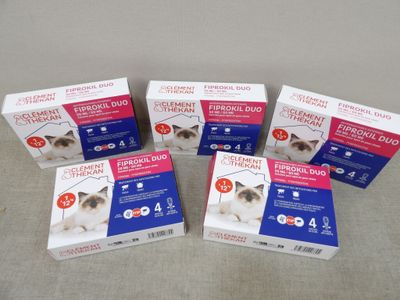 four boxes of catnip for small cats sitting on a table