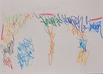 many different colored writing on a piece of paper