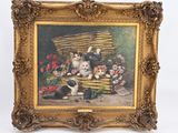 une photo d'une photo représentant un groupe de chatons dans un panier