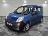 a picture of a small blue van parked in a garage