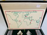a suitcase with a map of the world inside of it