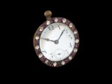 an image of a close up of a small clock with diamonds on it