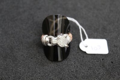 bague en argent sterling sertie d'onyxite noire et de diamants blancs