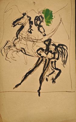 an old book with a drawing of a man and a woman on it