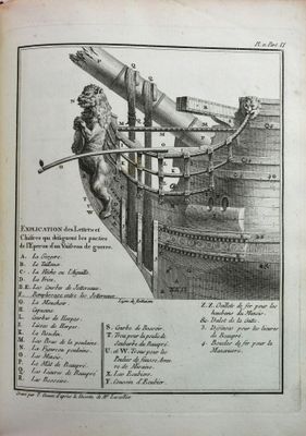 an old book with a drawing of a ship on it