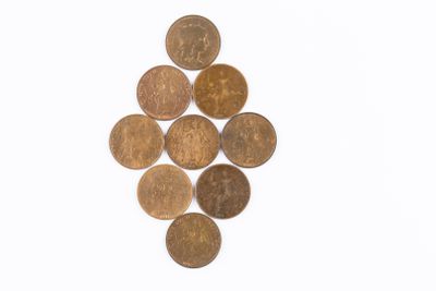 Monnaies - France - Collection de 9 x 5 Centimes Dupuis en b…