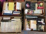 many books in the boxes on the floor