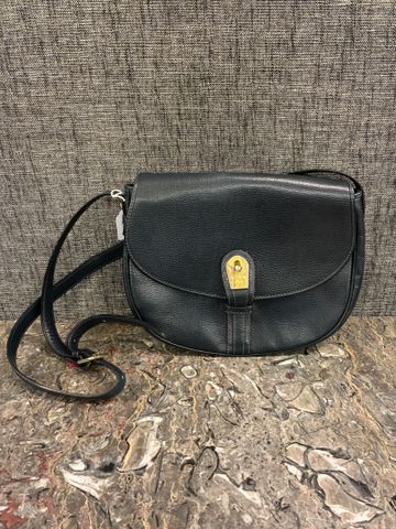 LANCEL 1876 - Sac à main bandoulière en cuir grainé bleu nuit, pi...
