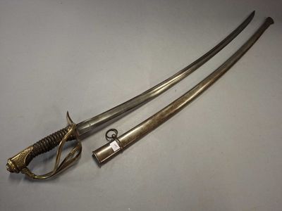 SABRE d'OFFICIER de CAVALERIE Ml 1822, garde à trois branche…