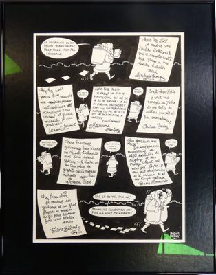 une photo représentant un dessin en noir et blanc d'un homme