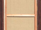 a painting of a window with a brown frame and a brown wall