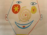 tableau représentant un clown portant une couronne et des étoiles sur le visage