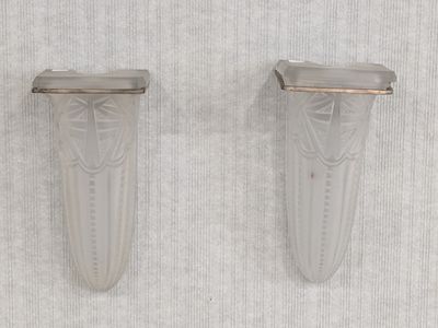 pair of art deco glass wall sconces