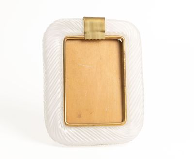 rectangular white ceramic picture frame with gold trim