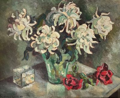 Simone GILLET (XXe) Nature morte au bouquet.