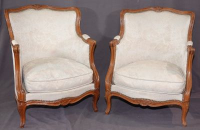 paire de chaises anciennes de style français à accoudoirs rembourrés