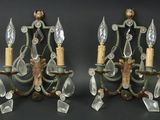 paire d'appliques murales en cristal et en laiton