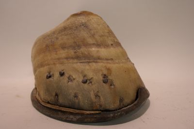 a large piece of bread on a plate on a table