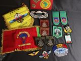 a lot of patches and patches on a table