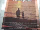 une affiche accrochée au mur d'une gare, à côté de laquelle se tiennent un homme et un enfant