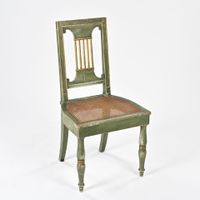 Suite de six chaises à dos plat en bois laqué vert souligné … (photo 3)