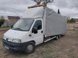un camion blanc, dont l'arrière est recouvert d'une bâche, garé dans un champ