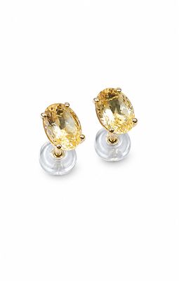 une paire de boucles d'oreilles en saphir jaune et diamants