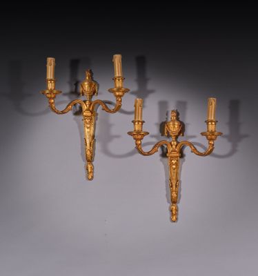 pair of antique brass wall sconces with sconces in the form of angels