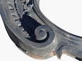 a close up of a metal object on a white background