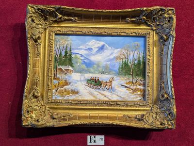 Huile sur panneau, Paysage de montagne sbg Moldvay - Dim.