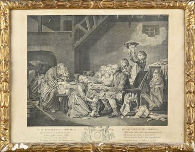 an old picture of a group of people sitting around a table