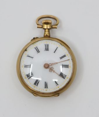 an image of a gold pocket watch with roman numerals on the face