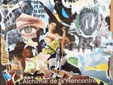 une photo représentant un collage d'une femme sur un skateboard