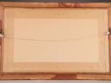 an old picture of a wooden box with a rope hanging from it