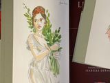 sketches of a woman holding a bunch of flowers in a book