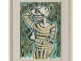 une image représentant un tableau d'un homme en chemise rayée