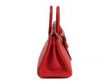 a red handbag on a white background