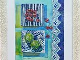 a picture of a painting of a bowl of cherries and a bowl of cherries