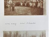 deux vieilles photos en noir et blanc représentant des personnes et des animaux dans un champ