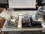 a blender and a blender sitting on a table