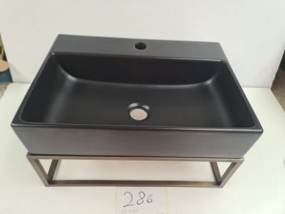 Lot de vasque à poser rectangulaire, en céramique noir mat, …