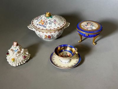 three different types of porcelain items sitting on a table