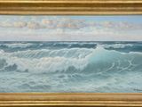 a painting of a painting of waves in a gold frame