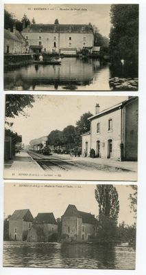 quelques vieilles photos d'une rivière et de bâtiments dans une ville