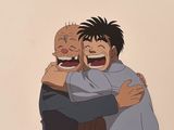 an image of two men hugging each other in the middle of a painting