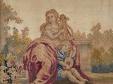 an image of a painting of a woman and child in a garden