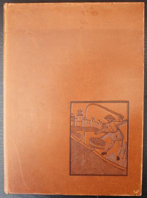 an old book with a picture of a man on a surfboard