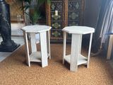 two side tables that are sitting on the floor