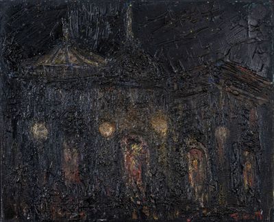 Hervé THIBAULT (né en 1944) Théâtre la nuit - Photo 1