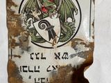 une affiche représentant un dragon tenant un bouclier
